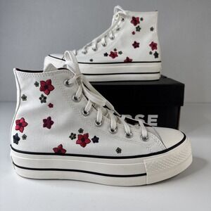 Converse Chuck Taylor All Star Floral Embroidered Hi Top Platform Womens 7.5 NIB